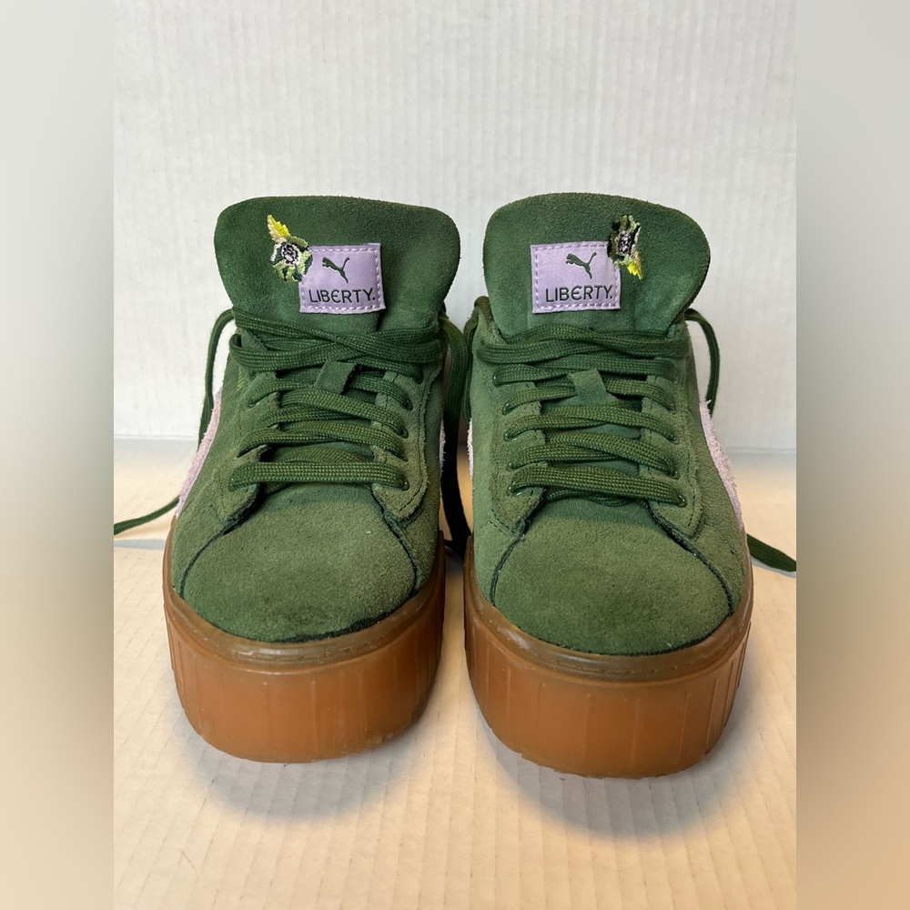 PUMA x Liberty Mayze Platform Sneakers Floral Green Suede Women’s Size 10 - Picture 2 of 10